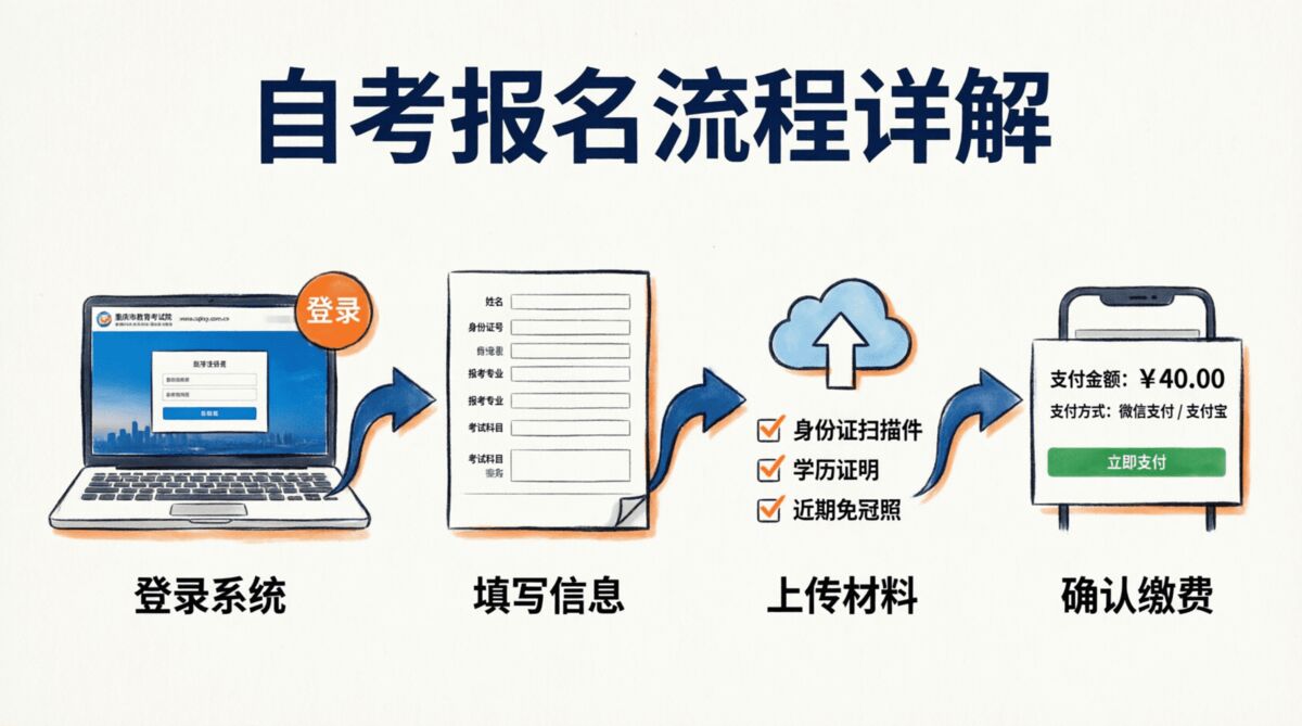 重庆自考报名流程详解